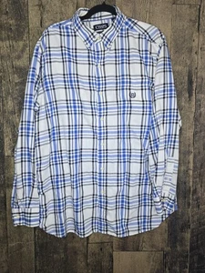 Chaps Shirt Mens Casual Blue & White Plaid Button Down Long Sleeve Size Large - Picture 1 of 6