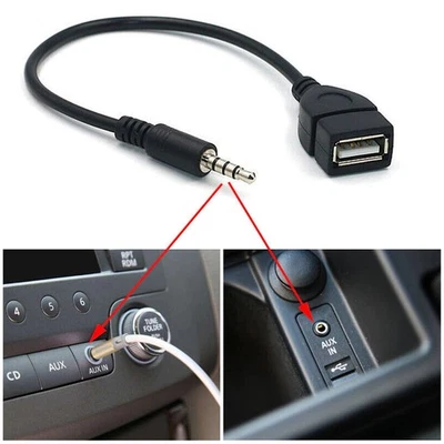 Jack AUX Audio 3.5mm a USB 2.0 MU Hembra Cable Convertidor para Coche Mp3 U Disco Lote Foto 1 de 4