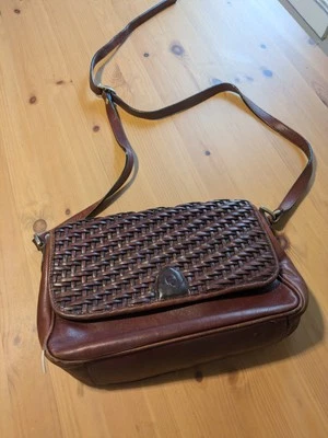 Vintage Burgundy Woven Leather Purse - Image 1 of 3