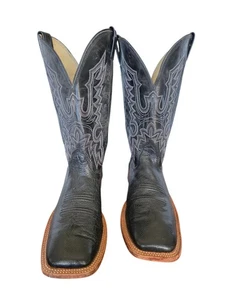 Botas Cavenders Para Hombres 9.5 D Avestruz Negro Puntera Cuadrada Cuero Occidental - Imagen 1 de 8