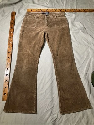 Pantalones de mezclilla de colección So GSJC para mujer talla 13 marrón acampanado pana Y2K bolsillo con solapa Foto 1 de 4