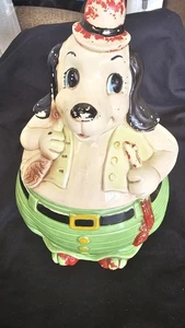 Duck Hunter Dog Cookie Jar Vintage Japan Hand Painted 1950s Mid Century - Picture 1 of 10