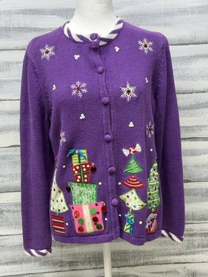 Cárdigan de Navidad para mujer HEIRLOOM COLLECTIBLES suéter lentejuelas bordadas Foto 1 de 4