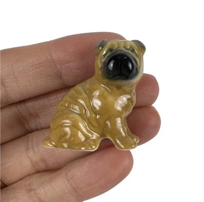 Estatuilla miniatura vintage de perro Shar Pei porcelana cerámica Foto 1 de 4