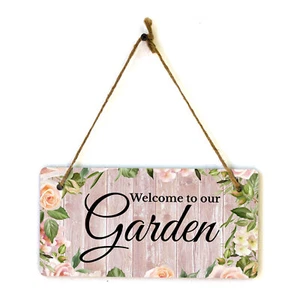 Welcome To Our Garden 5x10 Hanging Wall or Door Sign - Picture 1 of 5