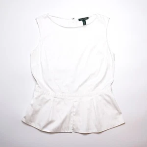 Ralph Lauren Womens White Peplum Blouse Top XL UK 16 - Picture 1 of 7