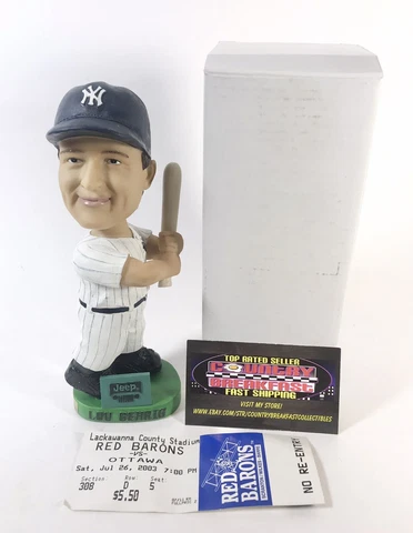 2003 Lou Gehrig New York Yankees SWB Red Barons SGA Bobblehead w/ Ticket - NIB Cover