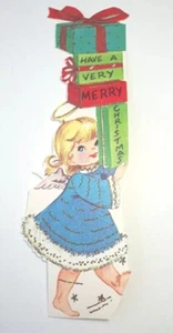 Vintage 50er Stanzkarte einzeln Weihnachten geprägt Glitzer ohne Umschlag Retro - Bild 1 von 4