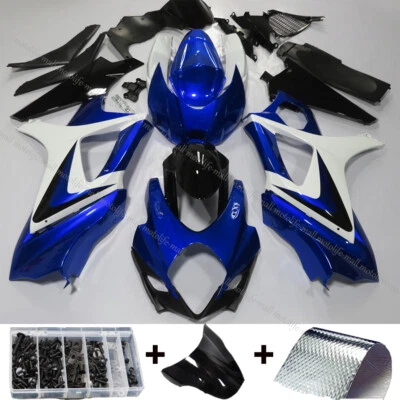 Kit de carenado de carrocería molde de inyección ABS azul blanco para Suzuki GSXR1000 2007 2008 Foto 1 de 4