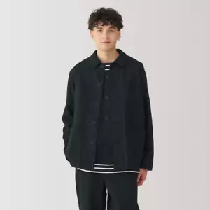 MUJI Hombres Algodón Kapok Mezcla Espiga Mono Chaqueta Negro FedEx - Imagen 1 de 9