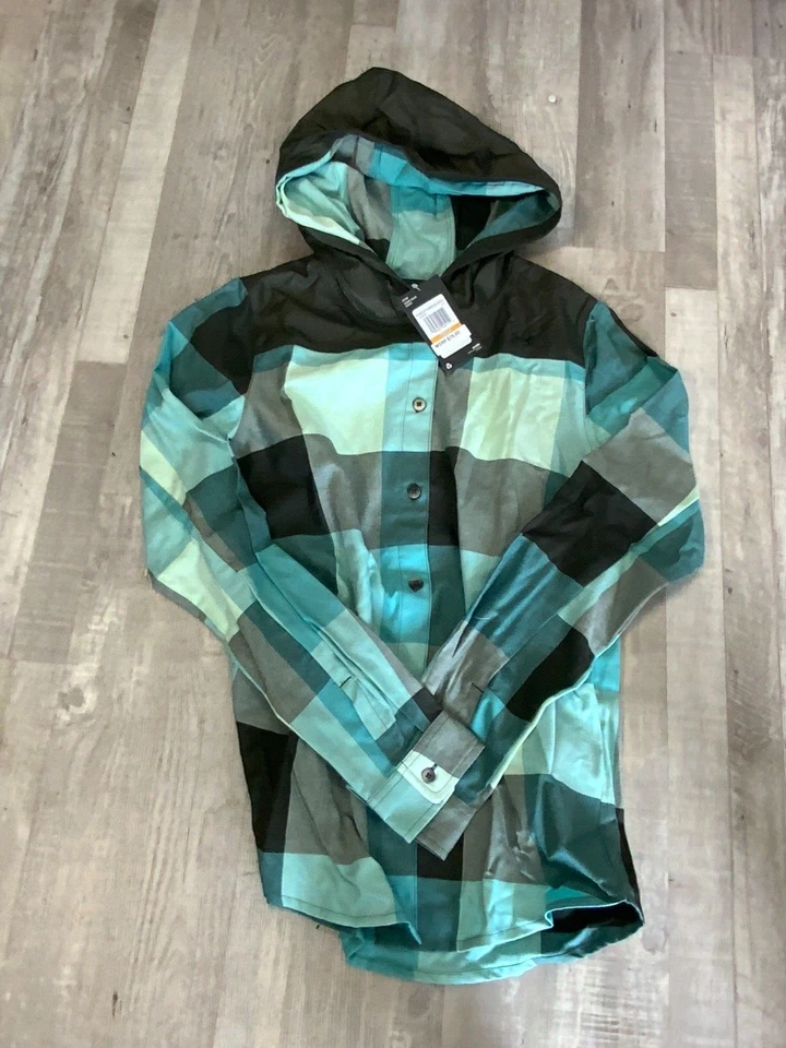 Sudadera con capucha de franela Under Armour UA Tradesman para mujer 1365695 azul-verde a cuadros/pequeña Foto 1 de 1