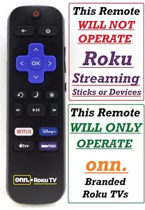 New Onn Roku TV Remote *NOT FOR ROKU STREAMING DEVICES* 3226001223 - Picture 1 of 4
