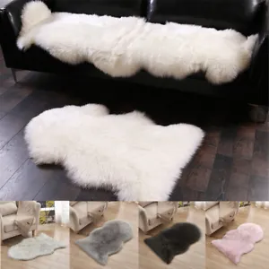 Large Faux Fur Sheepskin Rug Fluffy Mat Room Sofa Hairy Mat Shaggy Floor Carpet - Picture 1 of 69