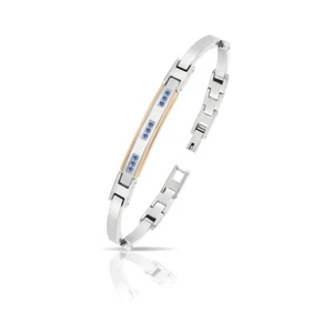 Herren Armband Stahl 316L Mit Innenausstattung Rosé Und Saphire Karat 0,16 - Bild 1 von 1
