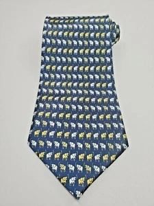 Thai Silk Elephant Printed Men's Tie Silk Gold Silver Length 55" Width 4" - Picture 1 of 4