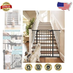 Stylish 36" Black Baby Gate - Extra Tall Pet Barrier with Easy Access Latch - Picture 1 of 11