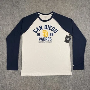 San Diego Padres New Era Long Sleeve Raglan T-Shirt Adult X-Large White Blue MLB - Picture 1 of 22