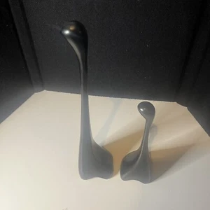 Vintage Louise Hederström Ikea Pair Of 2 Wood Giraffe Sculptures Black - Picture 1 of 11