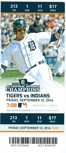 2014 Tigers vs Indians Ticket: J.D. Martinez HR/David Price win - Picture 1 of 1