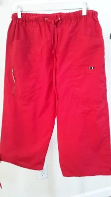 Винтажные женские брюки-карго Aster XXL Capri красные широкие штанины на шнурке бывшие в употреблении - Изображение 1 из 4