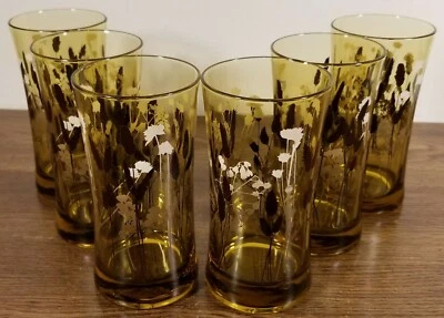 Federal Interlude (Juego de 6) Vasos de tinte ámbar con colas de gato y cañas de colección Foto 1 de 4