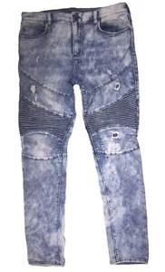 True Religion Rocco Mens Jeans 34X33 Relaxed Skinny Back Zip Pockets Distressed - Picture 1 of 10
