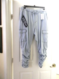 Bamboo Wmn Cotton Blend Pull On Cargo Jogger Pant 4 Pockets Size 1XL, Ruched Leg - Picture 1 of 8