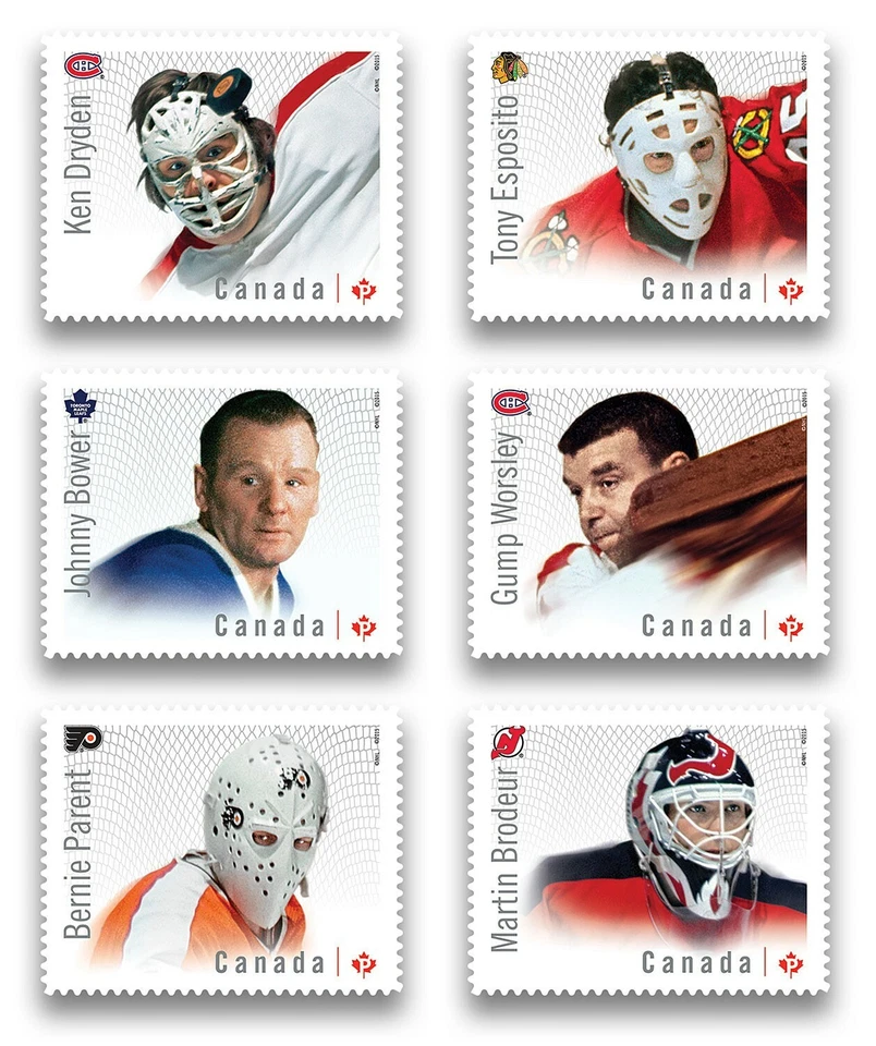 DIE CUT = GOALIES = HOCKEY = NHL Set of 6 stamps MNH Canada 2015 #2867i-72i - Image 1 of 1