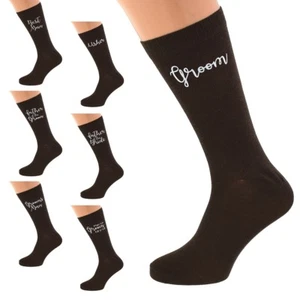 Chocolate Brown Wedding Design Socks Mens 5-12 in Various Roles X6S241-818 - Picture 1 of 1