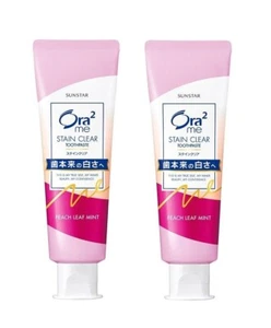 SUNSTAR Ora2 Stain Clear Whitening Toothpaste 140g Peach Leaf Mint x 2 - Picture 1 of 3