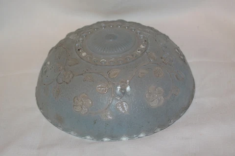 Vintage Blue Glass Floral Glass Flush Mount Ceiling Light Fixture Cover MCM Cover