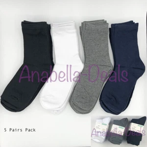 NIÑOS NIÑAS NIÑOS 5 PARES CALCETINES ESCOLARES PRIMARK ALGODÓN RICO 3-11+ - Imagen 1 de 2