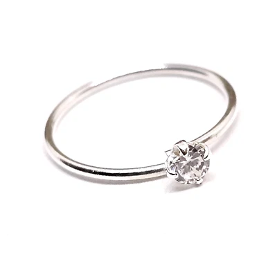 Anello naso 10 mm zirconi 2 mm cerchio pietra preziosa 22 g (0,6 mm) argento ... - Immagine 1 di 4