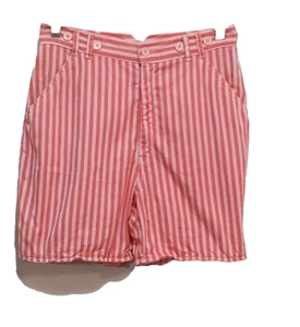 Vintage 60s 70s Womens shorts Size 6 High Waist Zip Pockets Pink Stripe - Picture 1 of 10