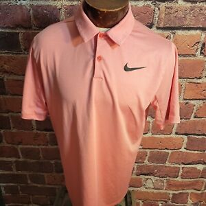 Nike Golf Mens Pink White Striped Short Sleeve Golf Polo Shirt 🛺