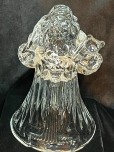 Clear 24% Lead Crystal Christmas Santa Claus Candle Holder Figurine 7” USA - Picture 1 of 4