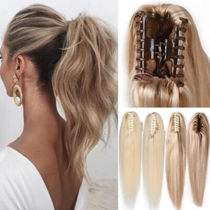 Pferdeschwanz Ponytail Clip in Remy Human Hair Zopf Extensions Russisch Echthaar - Bild 1 von 35