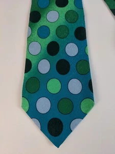 Corbata de seda geométrica a lunares verdes V2 de Versace hecha en Italia rara usada en excelente estado - Imagen 1 de 12