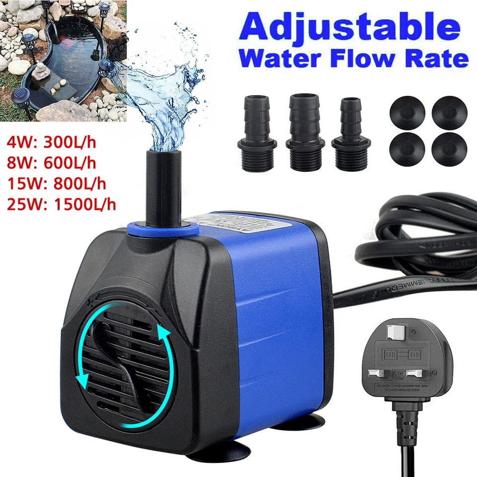 Submersible Water Pump Fish Tank Pool Aquarium Feature Pond Fountain UK Plug