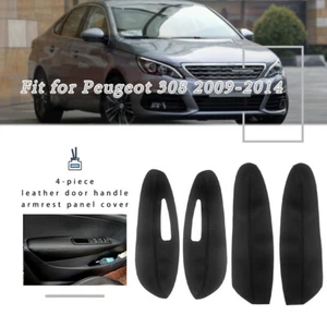 4X Door Handle Armrest Panels Leather Covers Set for Peugeot 308 2009-2014 - Picture 1 of 4