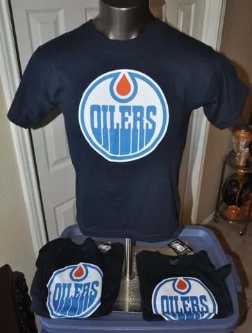NHL Edmonton Oilers Navy Blue Oilers Logo Youth T-Shirt sizes small, Large NWT Cover