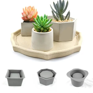 Silicone Flower Pot Mold Plaster Planter Making Moulds for DIY Crafts Home Decor - Picture 1 of 23