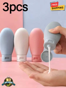 3pcs Leak-Proof Refillable Silicone Travel Bottles for Shampoo & Liquids 2oz - Picture 1 of 7