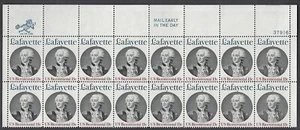 1716 MNH Plate Block of 16, 13-cent stamps - Lafayette - Picture 1 of 6
