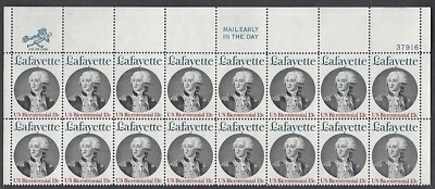 1716 MNH Plate Block of 16, 13-cent stamps - Lafayette - Image 1 of 4