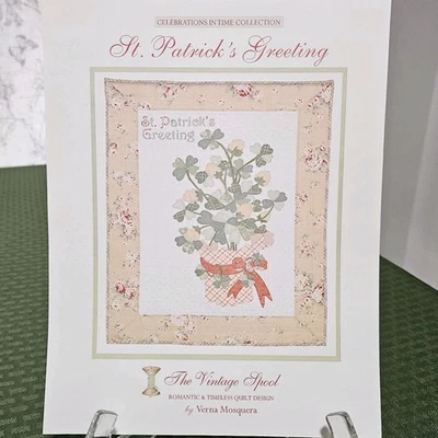 The Vintage Spool Quilt Pattern St Patrick's Day Greeting Verna Mosquera Uncut - Image 1 of 2