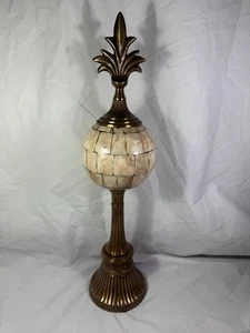 Vintage Fleur-de-Lis Endstück auf Sockel Ständer Bronze Kunstmarmor Akzent selten * - Bild 1 von 12