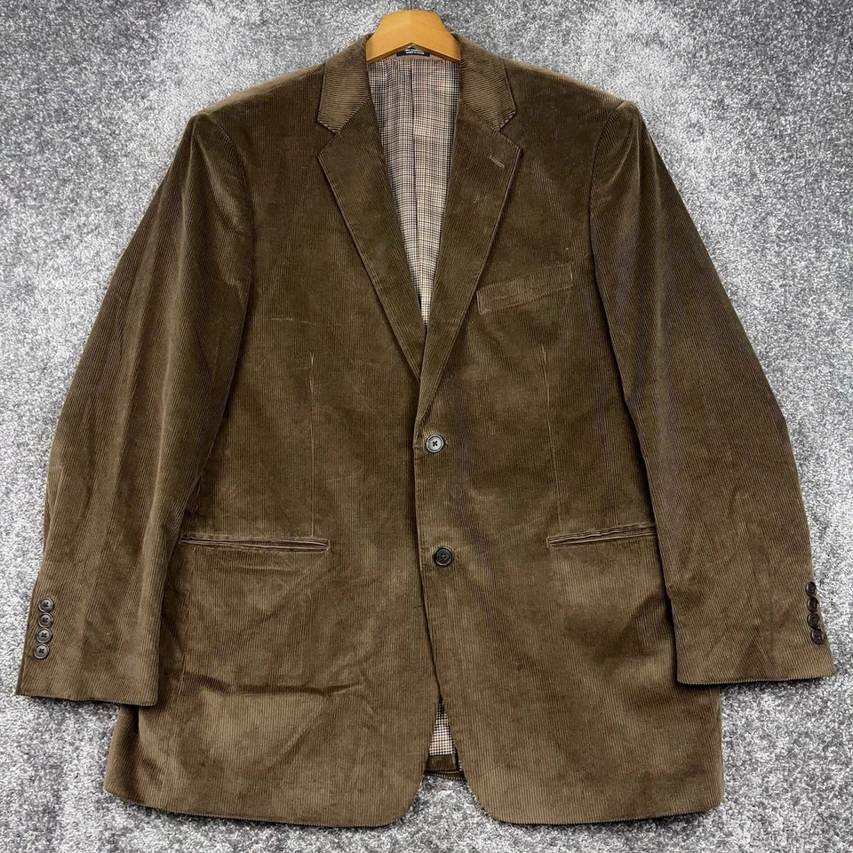 Седловидный вельветовый блейзер куртка мужская 44R коричневый опрятный Sport пальто Academia - Изображение 1 из 4