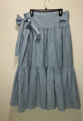 Vtg Ralph Lauren Chambray Wrap Skirt Size 14 - Image 1 of 4