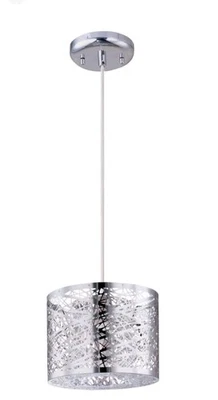 ET2 Lighting - Inca-1 Light Pendant Metal Web Modern Chrome & Crystals 8x8 - Image 1 of 4